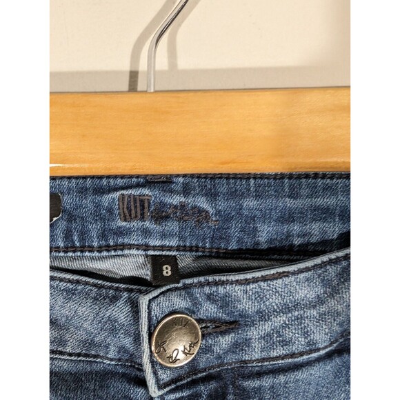 KUT from the Kloth Mid Rise Ankle Cuffed Straight Leg Denim Woman Jeans Size 8 - Picture 6 of 9